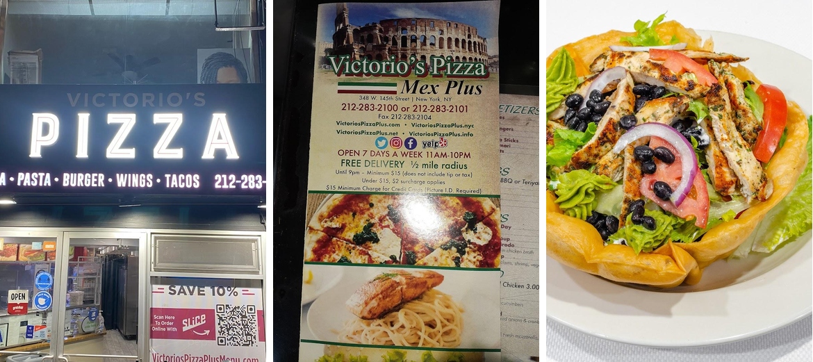 Victorios Brick Oven Pizza AKA Victorios Pizza Harlem Menu